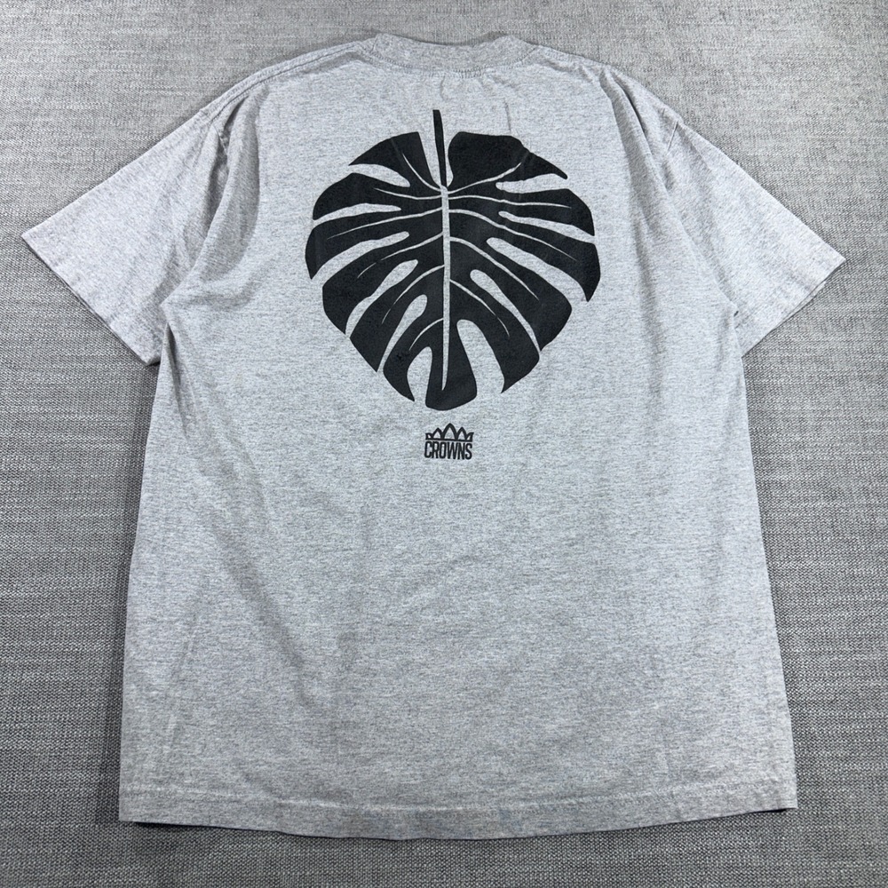 Crowns Islander T-Shirt Mens Large Grey Good Monstera Leaf Graphic Streetwear - Picture 2 of 7